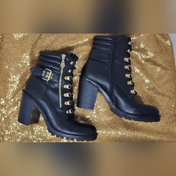 G by GUESS Women's Black Jaylee Side Zip Up Lace-Up Heeled Boots Size 9M - Picture 3 of 5